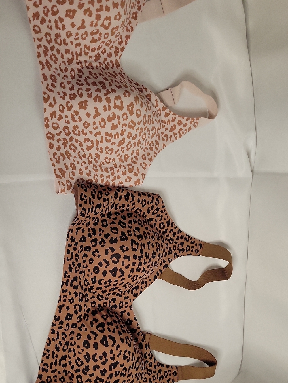 Two Leopard Print Seamless Bra - Brown